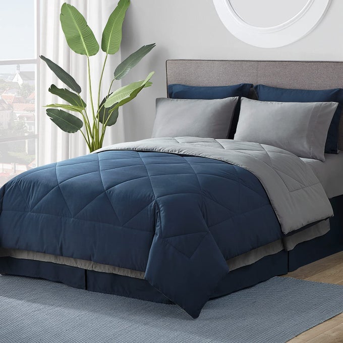 ALL WEATHER REVERSABLE AC BLANKET 150 GSM AC COMFORTER FOR SINGLE BED COMFORTER 60 INCH X 90 INCHES AC DUVET 150 GSM COMFORTER DARK BLUEGREY