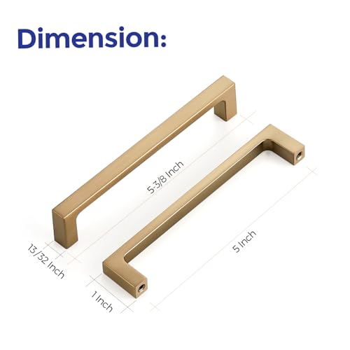 Ravinte 20 Pack Solid 5 Inch Kitchen Square Cabinet Handles Champagne Bronze Cabinet Pulls Dresser Drawer Pulls Kitchen Cupboard Hardware Handles - Image 3