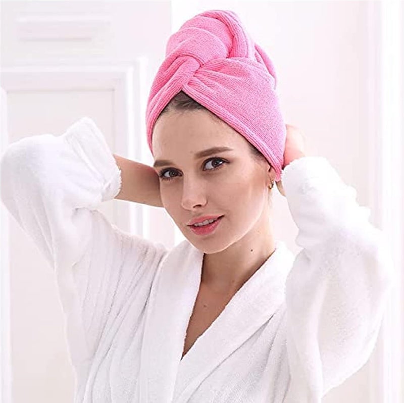 sulfar Absorbent Microfiber Hair Towel 2 Pack Quick Dry Hair Turban Wraps Twist Hair Drying Towel With Elastic Loop - Image 3