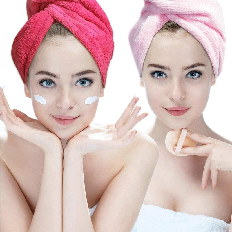 sulfar Absorbent Microfiber Hair Towel 2 Pack Quick Dry Hair Turban Wraps Twist Hair Drying Towel With Elastic Loop - Image 2