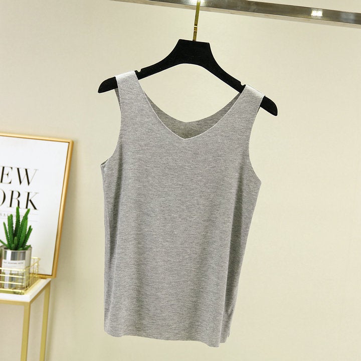 Mask Seamless Modal Camisole Women'S Summer Outer Wear Thin Large Size Base Shirt With V-Neck Sleeveless Slim-Fit - Image 4