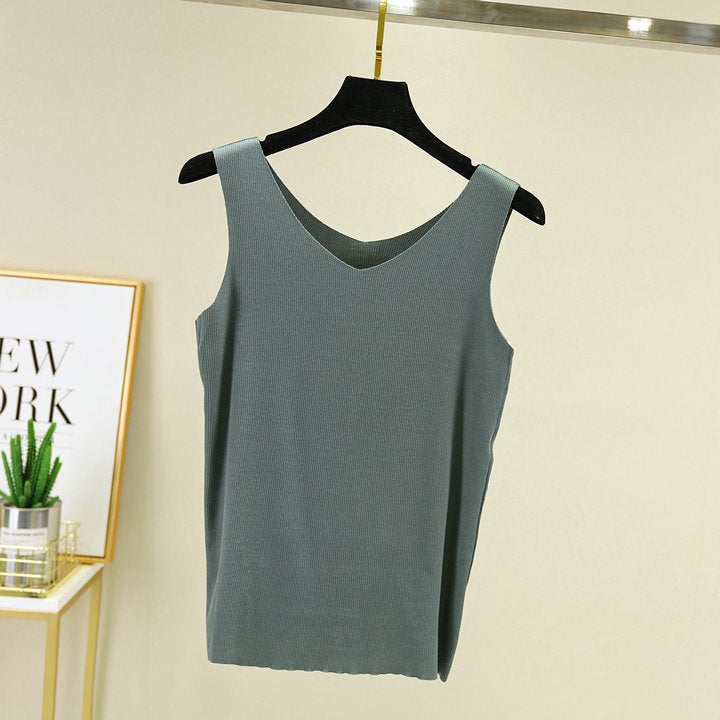 Mask Seamless Modal Camisole Women'S Summer Outer Wear Thin Large Size Base Shirt With V-Neck Sleeveless Slim-Fit - Image 5