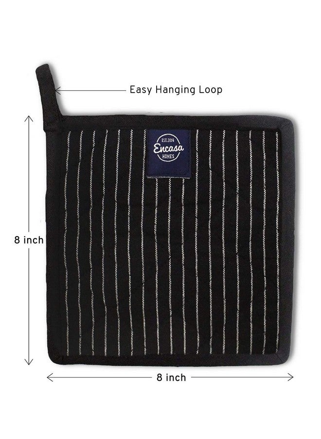 Encasa XO حاملي الأواني للميكروويف من إنكاسا XO - 21 سم (2 قطعة) لمطبخ الطهي والخبز - مقاومة للحرارة، سميكة وآمنة، حماية اليدين من الأدوات الساخنة، الشواية، الشواء - خطوط جزار سوداء - Image 5