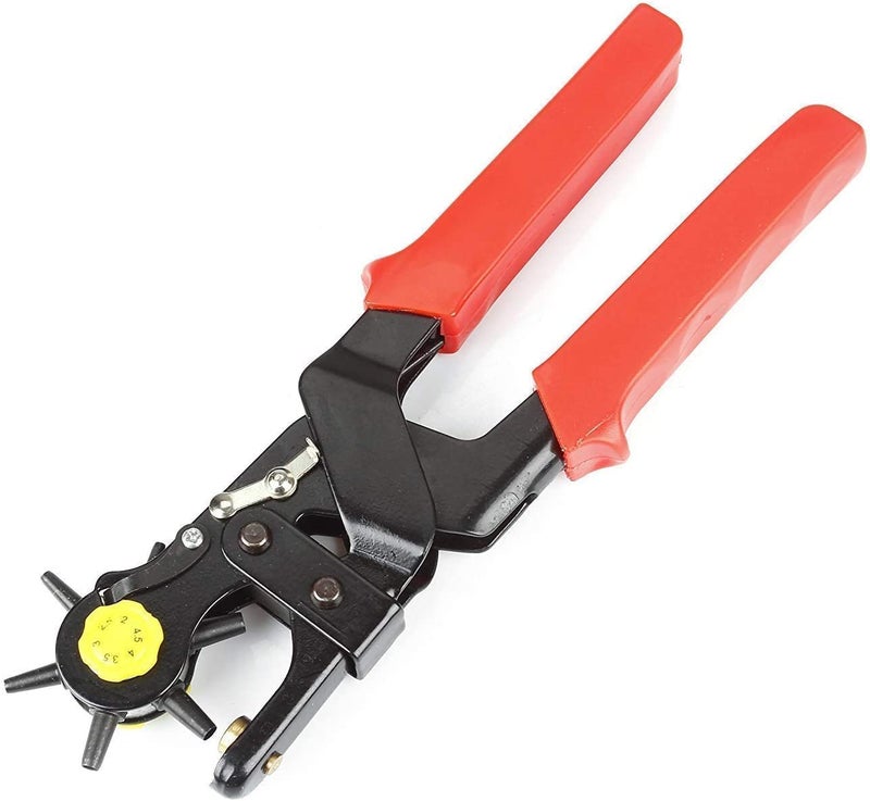 KANAbee Punch round Hole plier Hand Tool Metal revolving PuncherPunching Machine for Leather Belts Watch Bands Bags Dog Collars Fabric or Craft Projects Blackred - Image 4