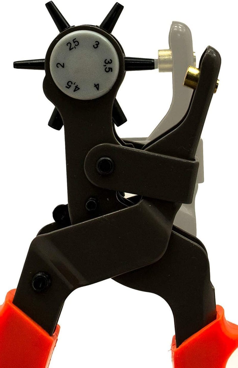KANAbee Punch round Hole plier Hand Tool Metal revolving PuncherPunching Machine for Leather Belts Watch Bands Bags Dog Collars Fabric or Craft Projects Blackred - Image 3