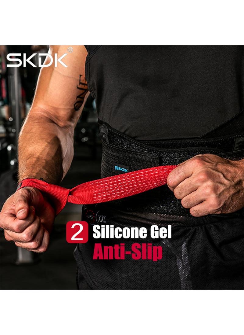 SKDK 1 Pair Lifting Straps Deadlift Gym Wrist Straps Weightlifting With Neoprene Cushioned Wrist Padded And Anti-Skid Silicone For Weightlifting Bodybuilding Xfit Strength Training  - Image 3