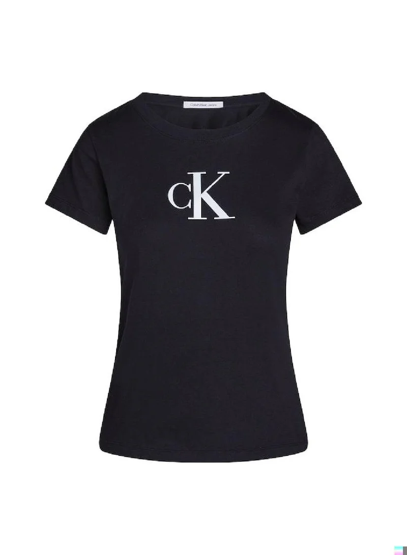 Calvin Klein Jeans Women's Slim Monogram T-Shirt -  cotton jersey , Black