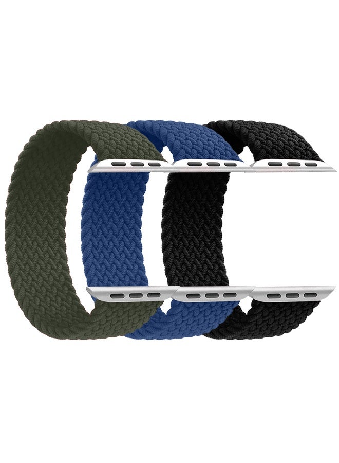 Pack of 3 bands Nylon Band 44mm Size 135-140mm with Metal Lugs Compatible with Apple Watch 44mm 45mm 49mm Series 1-9 SE Ultra 1 Ultra 2 - Image 1