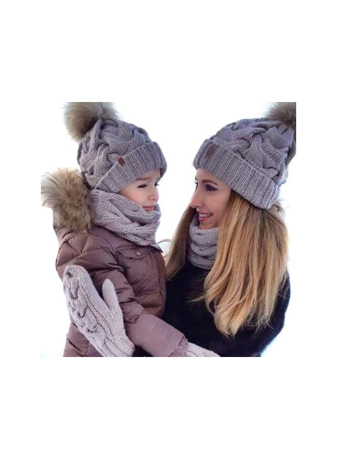 klarako 2PCS Mother&Baby Hat Parent-Child Hat Family Matching Cap Winter Warmer Knit Wool Beanie Ski Cap - Image 1
