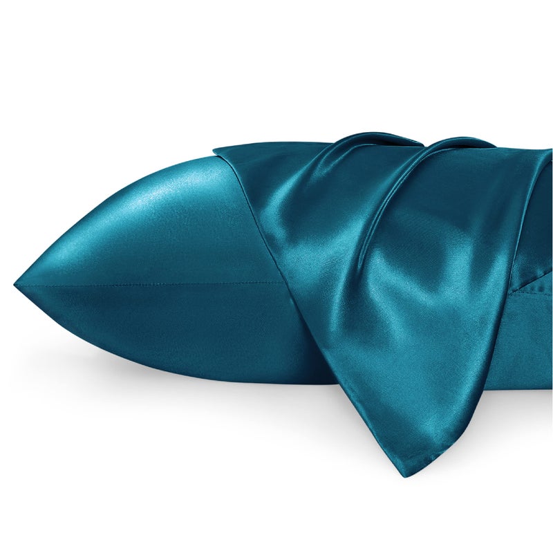 Bedsure Bedsure Satin Pillowcases Similar to Silk Pillow Cases Queen Size Set of 2 Pillow Case for Sleeping Women with Envelope Closure Gifts for Women Men Teal 20x30 Inches 
