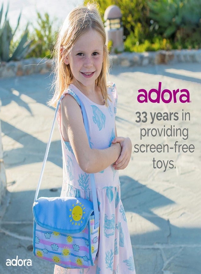 Adora حقيبة حفاضات دمية أدورا للأطفال بتصميم يتغير لونه، أحزمة قوية، تشمل حصيرة تغيير و 2 حفاضات دمية (تناسب دمى بطول 13 بوصة)، هدية عيد ميلاد للأعمار 3 سنوات فما فوق - أيام مشمسة - Image 2