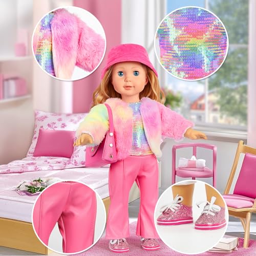 WONDOLL 26 PCS American18 inch Doll Clothes and Accessories -Travel Suitcase Luggage, Clothes and Shoes, Bag, Sunglasses, Camera, Passport, Notebook, Phone, pad Travel Gear Play Set(No Doll) - Image 4