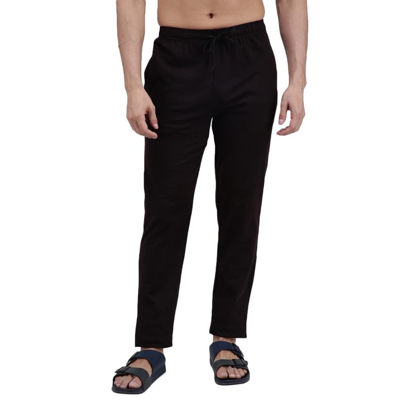 Amul Comfy Cotton Solid Casual Track Pant|Brown|for Men. - Image 1