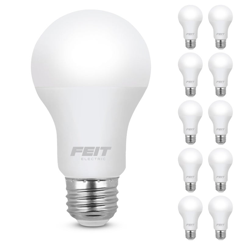Feit Electric A19 LED Light Bulb 60W Equivalent E26 Medium Base 800 Lumen 3500K Neutral White Light IndoorOutdoor GeneralPurpose Light Bulbs 11000Hour Lifetime A80083510KLED10 10 Pack - Image 2