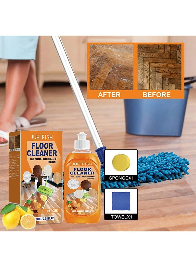 JUE-FISH Floor Cleaner— Hardwood Floor Cleaner Orange, Floor Cleaner Liquid , Powerful Decontamination Floor Cleaner, Multipurpose Cleaning Concentrate, Polishing Brightening Tile Cleaner 100ML - Image 1