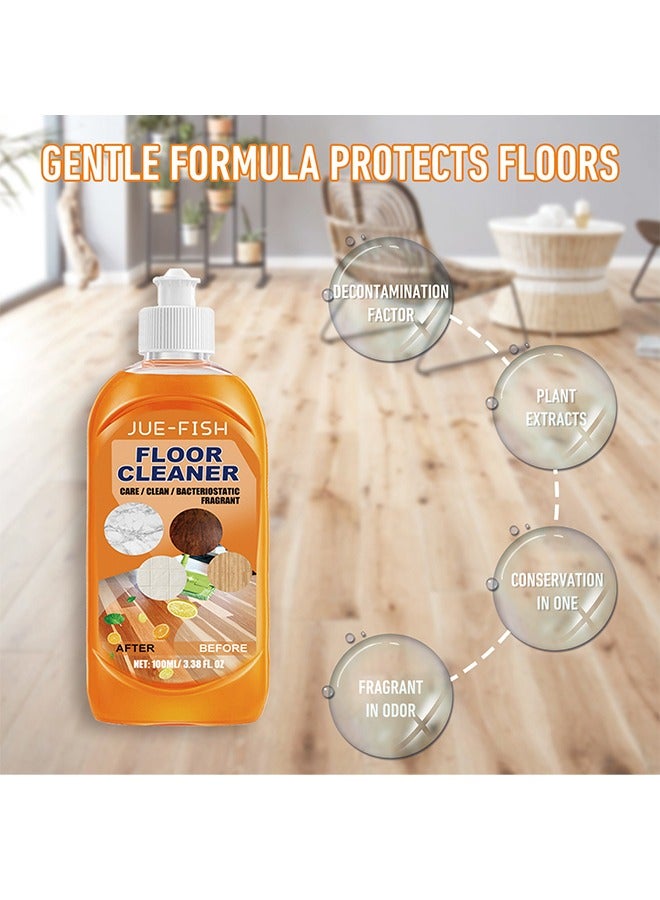 JUE-FISH Floor Cleaner— Hardwood Floor Cleaner Orange, Floor Cleaner Liquid , Powerful Decontamination Floor Cleaner, Multipurpose Cleaning Concentrate, Polishing Brightening Tile Cleaner 100ML - Image 2