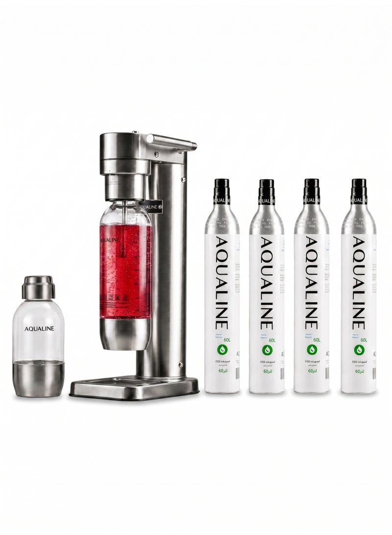 AQUALINE AQUA PRO SS Luxury Sparkling Drink Maker | Soda Maker | Sparkle Any Drink | Diamond Kit | Fizz Infuser Technology | 4× CO₂ Cylinders | Stainless Steel - Image 1