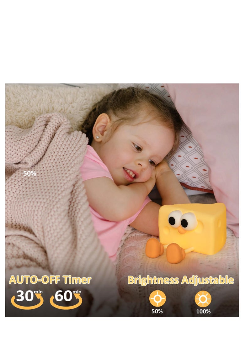 SYOSI Cheese Kids Night Lights, Rechargeable Timer & Kawaii Lamp for Kids Room, Cute Baby Nightlight | Fun Stuff/Gifts for Teens, Children, Girls & Boys - Image 3