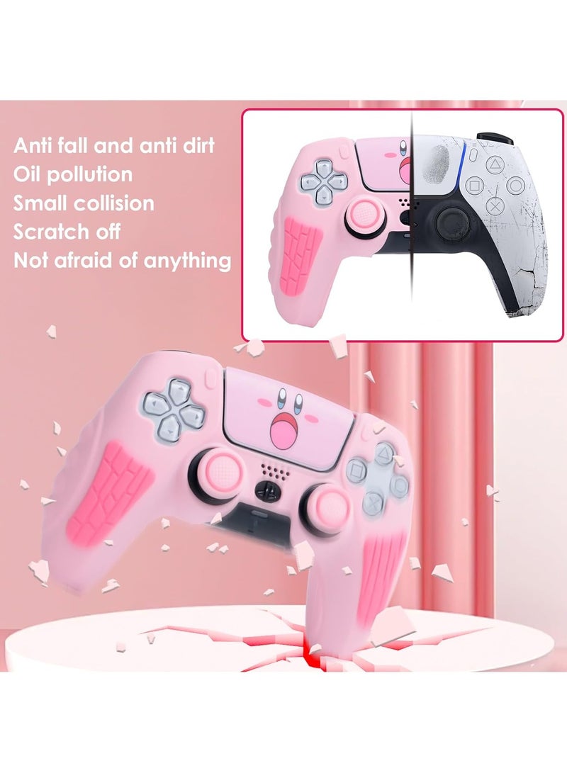 HablTech PlayStation 5 Controller Cover Case, Anti-Slip Silicone Cover Skin Compatible with PS5 DualSense Controller with Thumb Grip Caps, Joystick Protectors and Cover Wrap Sticker-Pink - Image 4