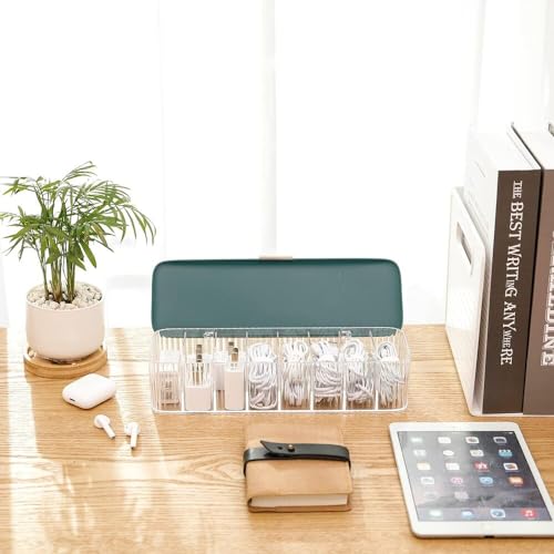 Soko Nordic Data Cable Organizer Box, 8 Compartments Table Top Desk Management, Storage Tray for Home & Office - Charger, Electronic Accessories, Jewellery, Wires, SD Card, USB, Stationary - Green - Image 5