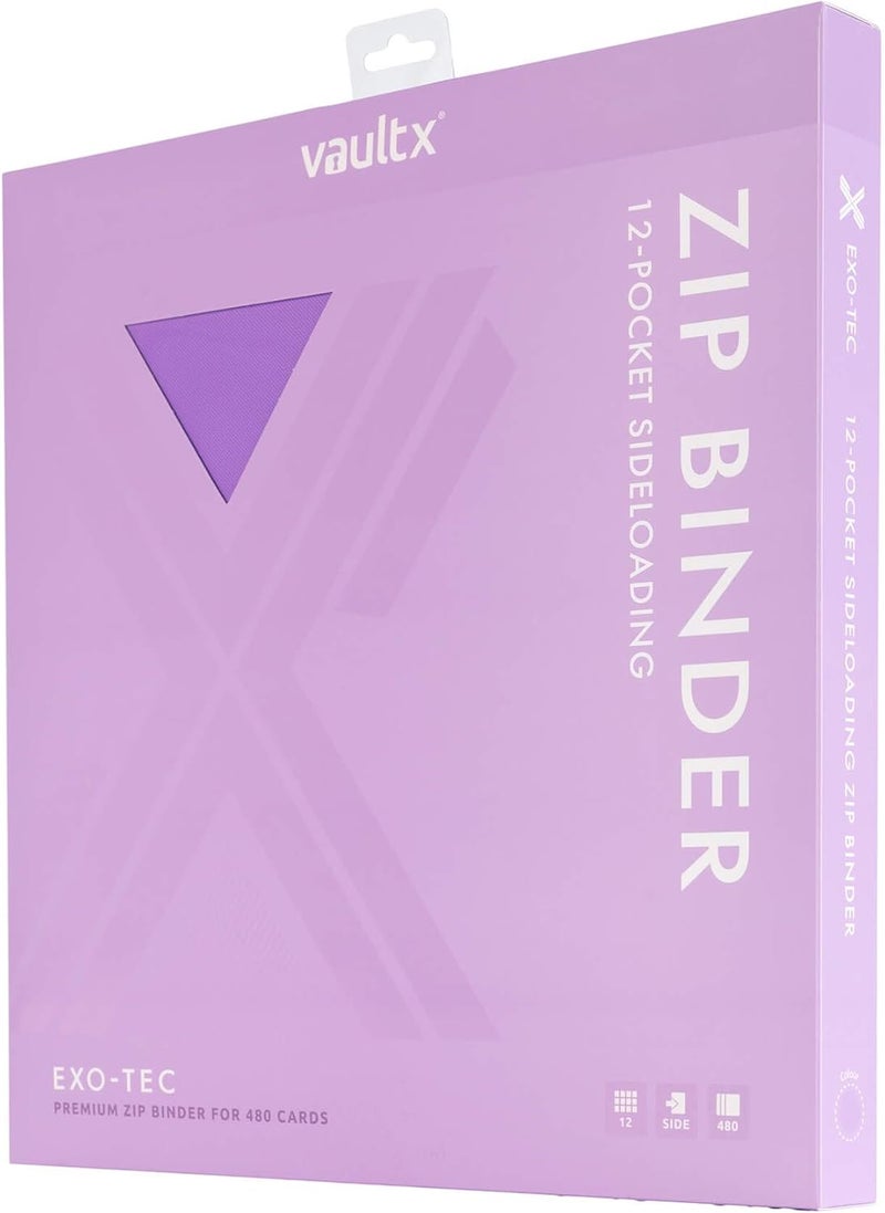 Vault X 12 Pocket Trading Card Zip Binder, 480 cards, Premium Exo-Tec Album Material, 20 Side-Loading Pages, Folder for Collectible Card Games, Sports, TCG (Purple) - Image 2