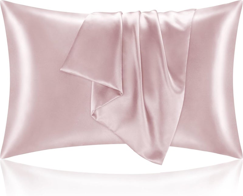 BEDELITE Satin Pillowcase for Hair and Skin, Super Soft and Cooling Similar to Silk Pillow Cases 2 Pack with Envelope Closure, Gift for Women Men(20"x30" Queen Size, Lotus Pink) - Image 1