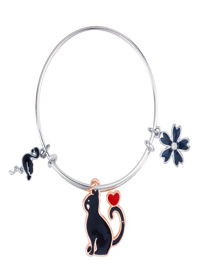 Mahi Swarn Cat & Floral Shaped Enamel Work Charms Kids Bracelets for Girls (BRK1100982M) - Image 3