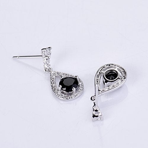 GULICX Silver Plated Base Vintage Black Round Crystal Cubic Zirconia Dangle Drop Earrings Party Jewelry - Image 4