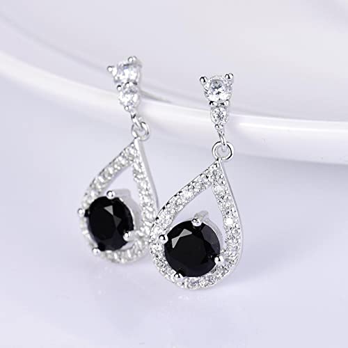 GULICX Silver Plated Base Vintage Black Round Crystal Cubic Zirconia Dangle Drop Earrings Party Jewelry - Image 5