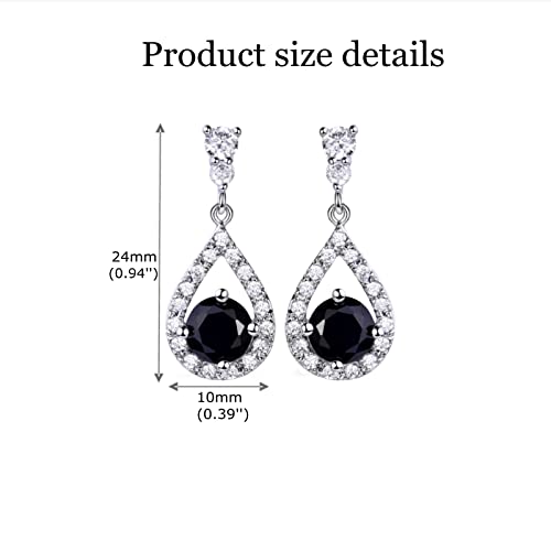 GULICX Silver Plated Base Vintage Black Round Crystal Cubic Zirconia Dangle Drop Earrings Party Jewelry - Image 2