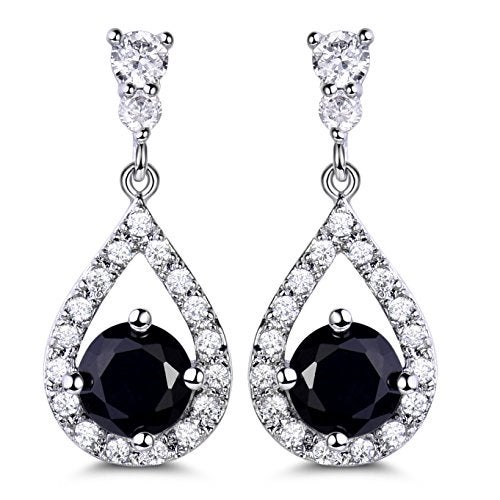 GULICX Silver Plated Base Vintage Black Round Crystal Cubic Zirconia Dangle Drop Earrings Party Jewelry - Image 1