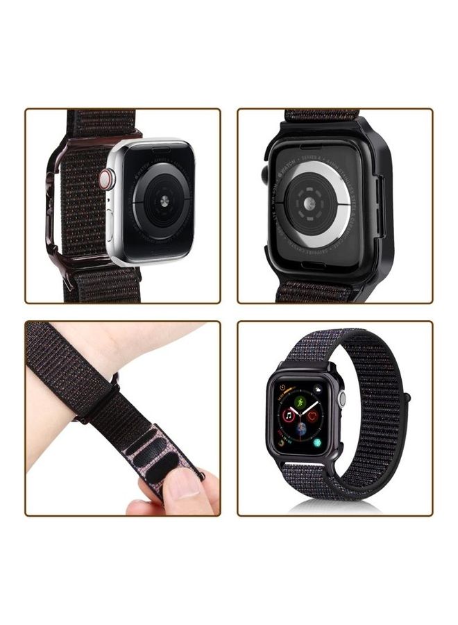 NIBEMINENT Simple Fashion Nylon Strap with Frame for Apple Watch Series 5/4 40mm Reflective Black - Image 3