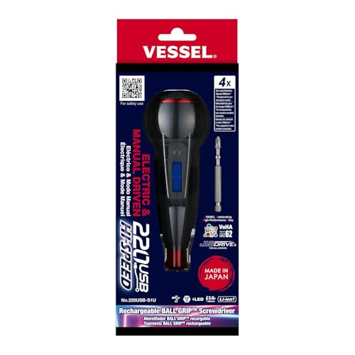 VESSEL مفك براغي لاسلكي قابل لإعادة الشحن (سرعة عالية) رقم 220USB-S1U 220USBS1U صنع في اليابان بواسطة VESSEL - Image 1