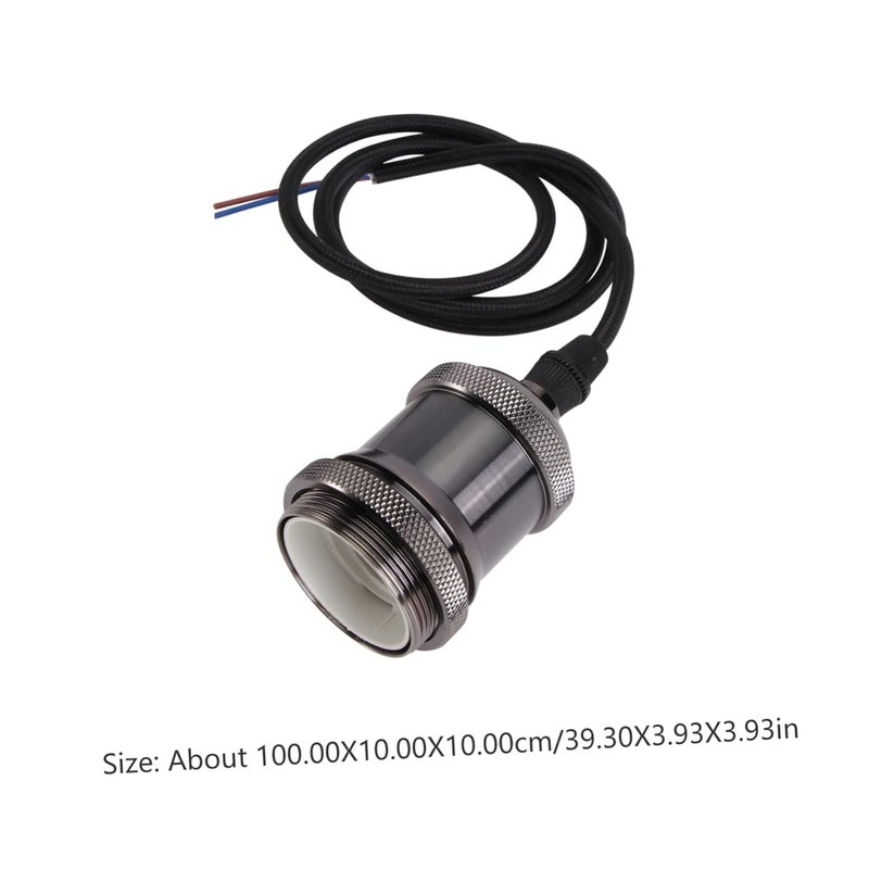 مقبس ضوء معلق أسود ألومنيوم بأسلوب ريترو مع سلك، تركيبات معلقة كلاسيكية - Image 3