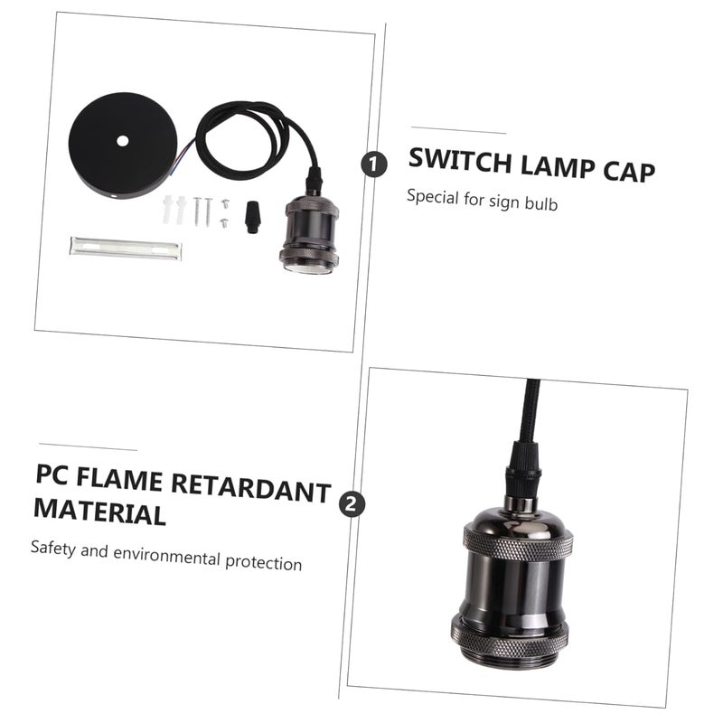 مقبس ضوء معلق أسود ألومنيوم بأسلوب ريترو مع سلك، تركيبات معلقة كلاسيكية - Image 5