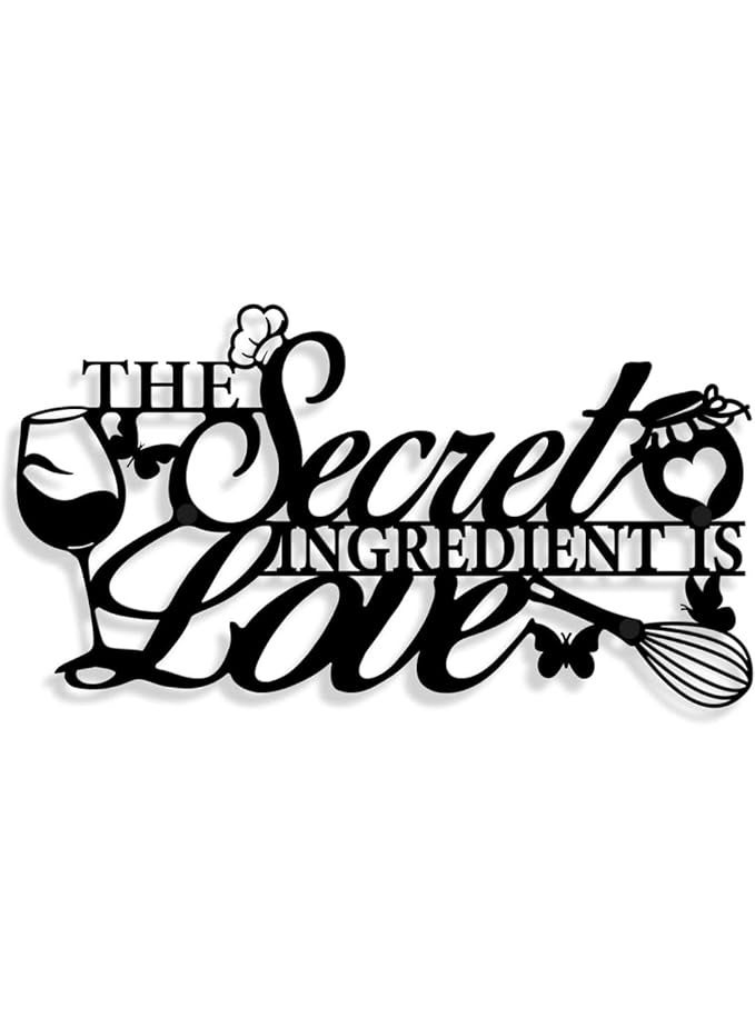 MIRFA Wooden Wall Art With Self Adhesive Base - Black (The Secret Ingredient Is Love) 1 - Image 1