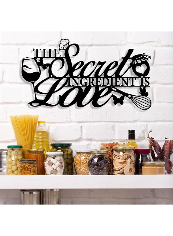 MIRFA Wooden Wall Art With Self Adhesive Base - Black (The Secret Ingredient Is Love) 1 - Image 2