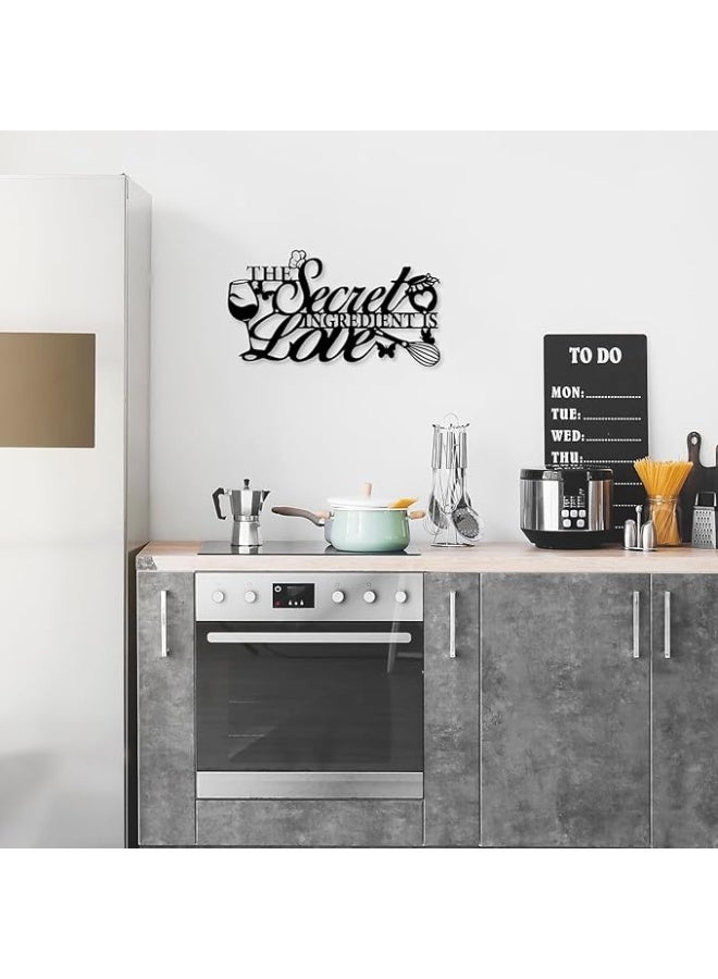 MIRFA Wooden Wall Art With Self Adhesive Base - Black (The Secret Ingredient Is Love) 1 - Image 4