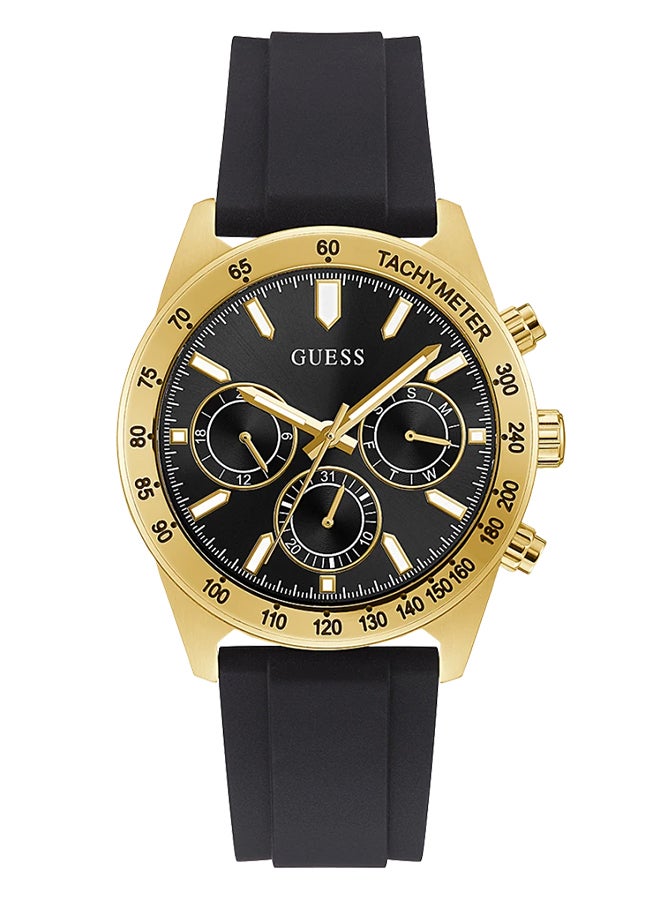 GUESS ساعة يد رجالية تناظرية شكل دائري من السيليكون GW0332G2 - 42 مم - Image 1