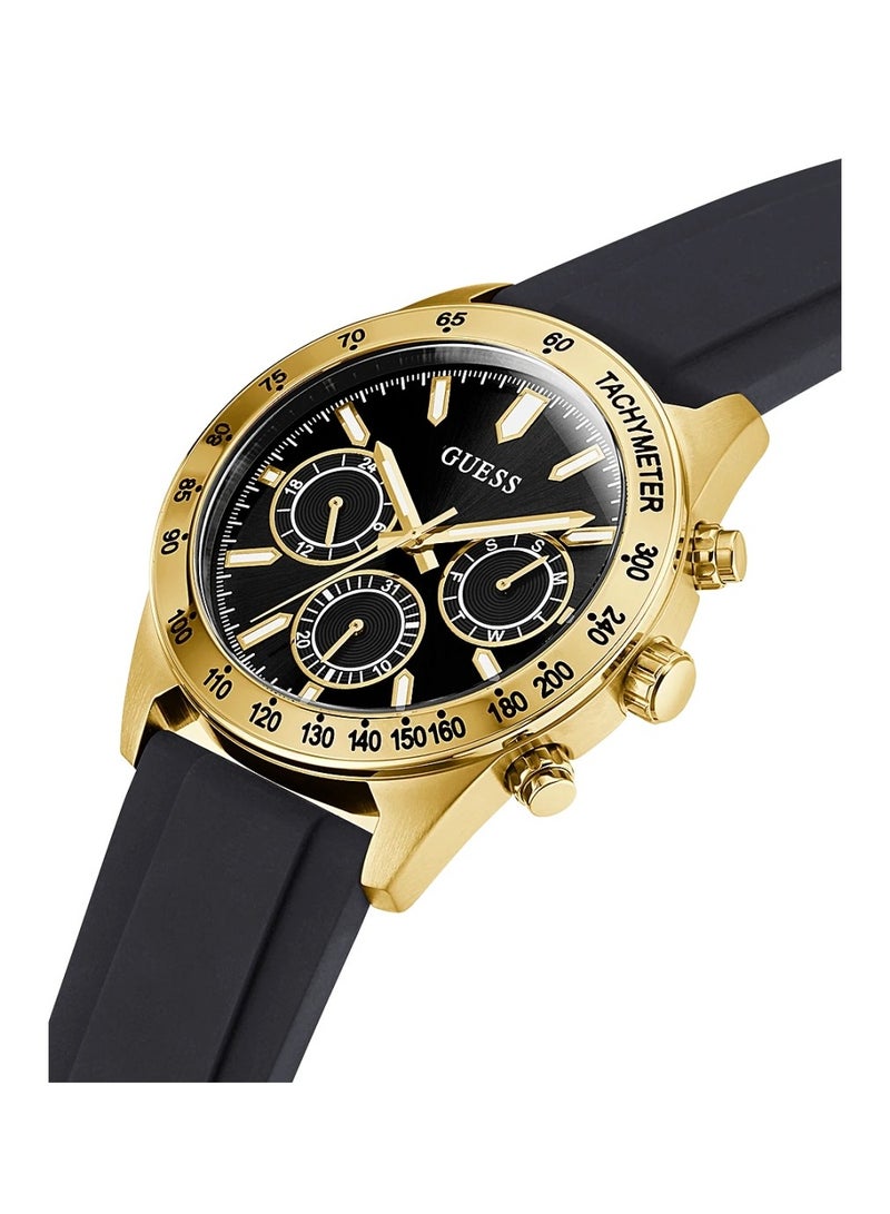 GUESS ساعة يد رجالية تناظرية شكل دائري من السيليكون GW0332G2 - 42 مم - Image 2