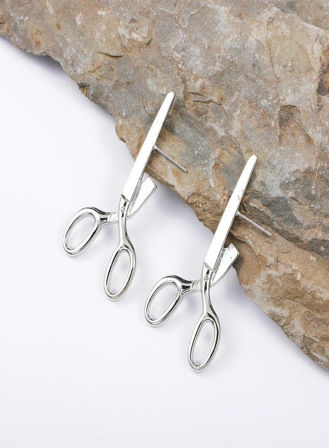 Yolev Scissors Earrings, Unique Stud Earrings for Women, Vintage Gothic Weird Earring, Fun Jewelry Accessories, Halloween Christmas Party Novelty - Image 3
