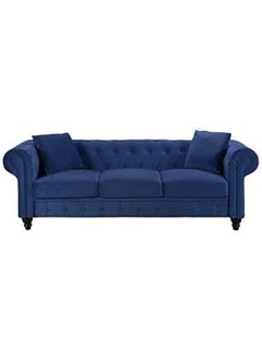 Comfynest Velvet Chesterfield Sofa Set Elegant 4 Seater Living Room Furniture with Button Tufted Upholstery (Blue)  - Image 5