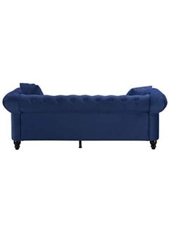 Comfynest Velvet Chesterfield Sofa Set Elegant 4 Seater Living Room Furniture with Button Tufted Upholstery (Blue)  - Image 4