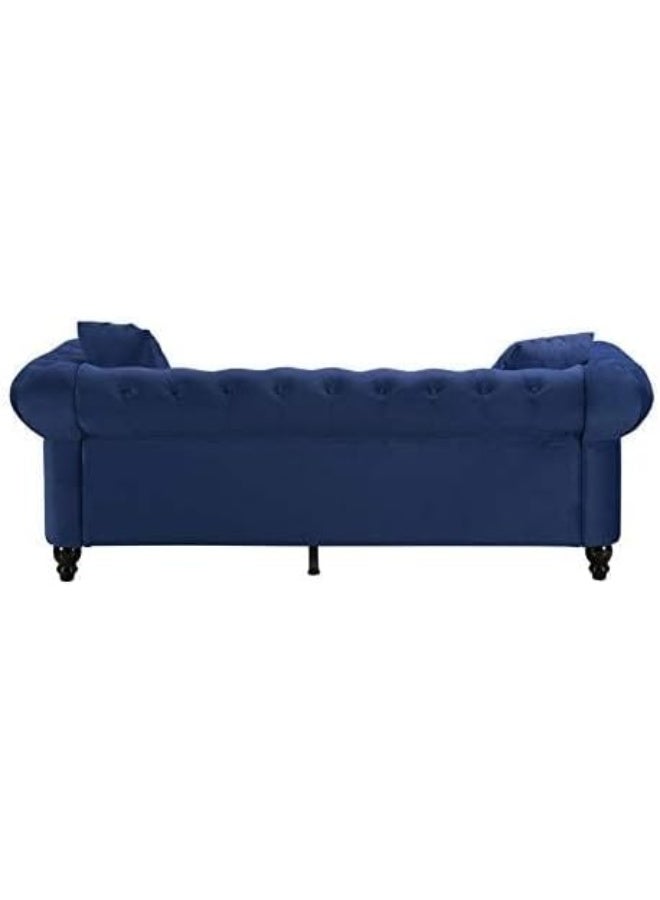 Comfynest Velvet Chesterfield Sofa Set Elegant 4 Seater Living Room Furniture with Button Tufted Upholstery (Blue)  - Image 4