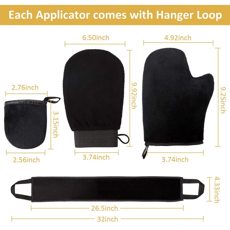 Boao 5 Pieces Self Tanning Mitt Applicator Kit, Includes Tanning Mitt, Exfoliating Glove, Mini Face Glove, Back Lotion Applicator, and Large Brush Makeup - Image 4
