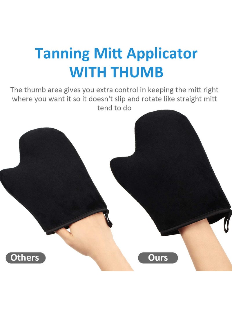 BOAO 5 Pieces Self Tanning Mitt Applicator Kit, Includes Exfoliating Glove, Tanning Mitt, Mini Face Mitt, Back Lotion Applicator with Self Tanner Brush Large Flat Top Makeup Brush (Black)  - Image 4