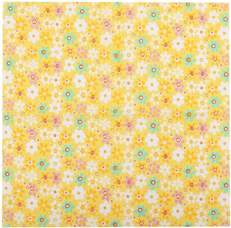 AYNEFY 7pcs Cotton Fabric Squares, 50x50cm PreCut Assorted Bundle for Crafting Quilting Sewing, with Super Soft Comfortable Lightweight Pattern (Yellow Floral Series) - Image 2