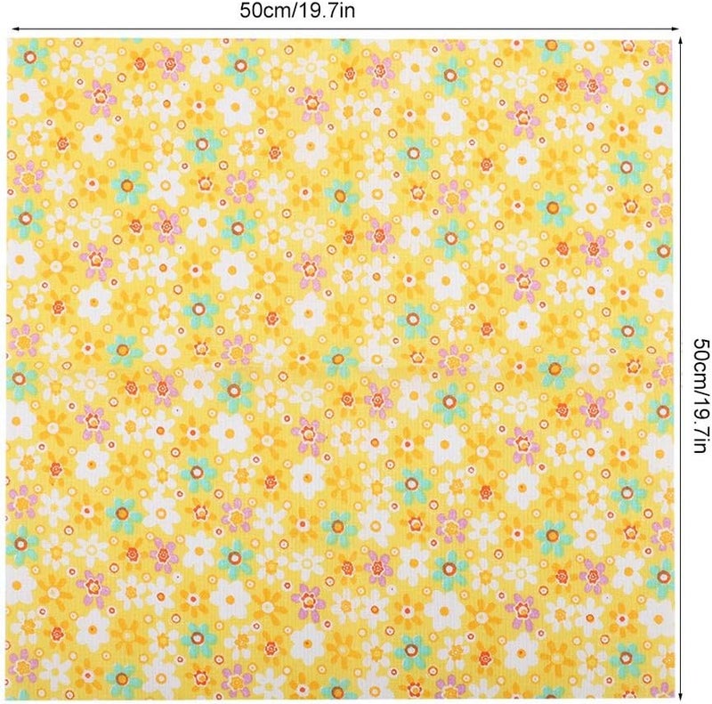 AYNEFY 7pcs Cotton Fabric Squares, 50x50cm PreCut Assorted Bundle for Crafting Quilting Sewing, with Super Soft Comfortable Lightweight Pattern (Yellow Floral Series) - Image 5