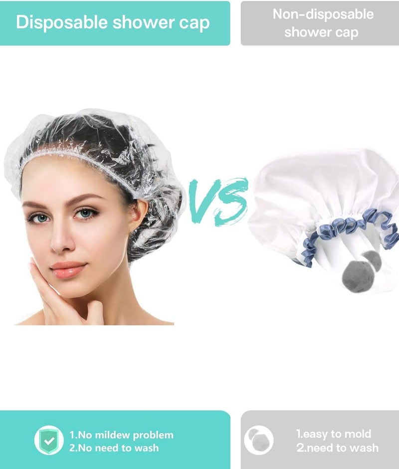 Auban Disposable Shower Cap, 100 PCS Hair Cap Thickening Clear Plastic Waterproof Bath Caps for Hair Treatment, Spa Salon Hotel and Home Use, Portable Travel(44CM) - Image 4