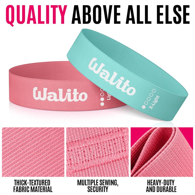 WALITO Fabric Resistance Bands for Working Out - Booty Bands for Legs -Glutes Training for Women and Men - Exercise Bands for Squats, Yoga, Physical Therapy -Home Gym Fitness - Image 2